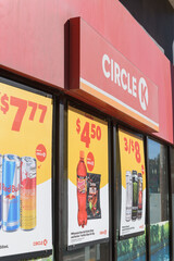 Fototapeta premium sign outside Circle K, a Convenience store chain, located here at 801 Mount Pleasant Rd, northeast corner at Eglinton E, Toronto