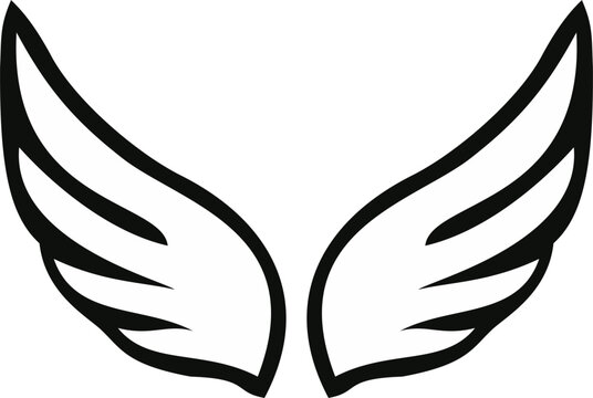 A set of cupid wings silhouette icon, wing vector Valentines Day vector isolated on transparent background
