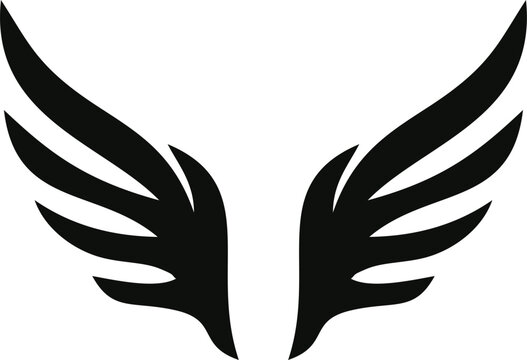 A set of cupid wings silhouette icon, wing vector Valentines Day vector isolated on transparent background