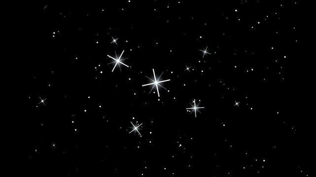 Sparkling night sky with twinkling stars, cinematic deep black space background, glowing white starlight field, astronomical cosmic atmosphere