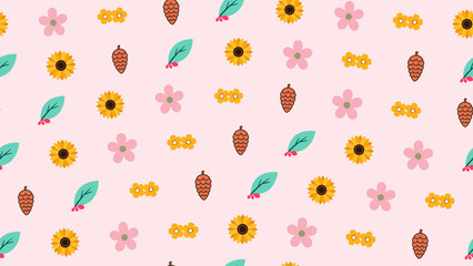 Floral and Pinecone Pattern © dafa