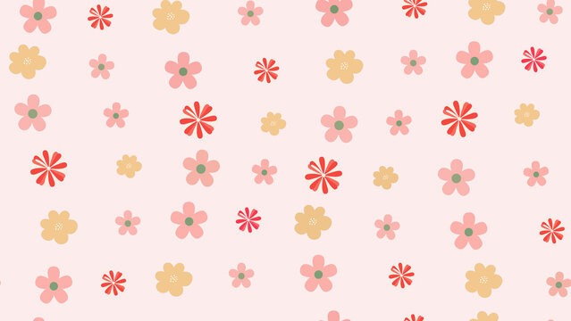 Seamless pattern of simple stylized flowers