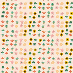 Stylized potted plants and flowers pattern © dafa