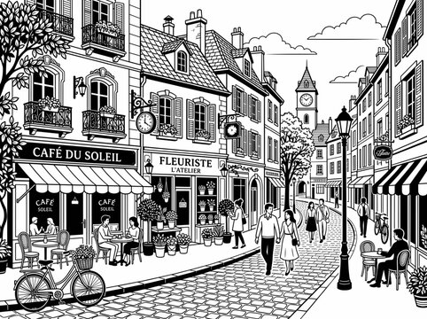 Classic European Street Scene