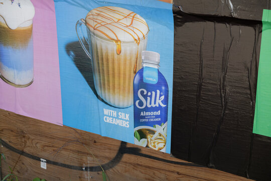 wheatpaste posters in Toronto (Danone Canada's Silk soy coffee creamer product