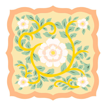 Korean traditional dancheong flower paper design with floral pattern