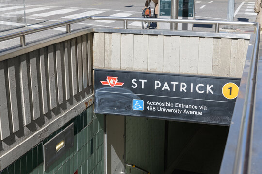 entrance to St Patrick station of Line 1 in Toronto