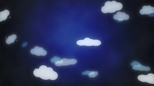 seamless loop animation of fluffy clouds drifting across dark blue night sky