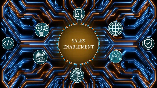 Sales Enablement Futuristic AI Technology with Advanced Data Analytics, Sales Performance, Machine Learning, CRM 4K Video