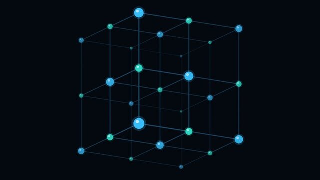 Crystal lattice rotating. Seamless looping 4K animation of a rotating crystal lattice.