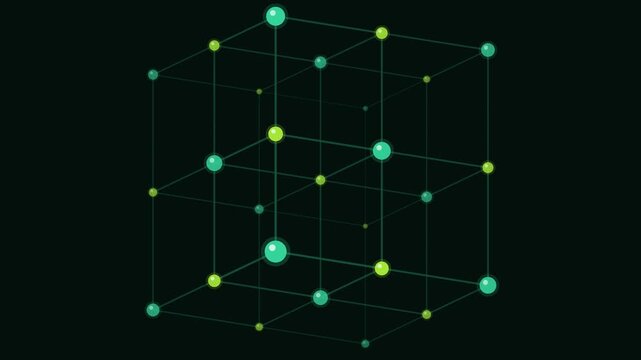 Crystal lattice rotating. Seamless looping 4K animation of a rotating crystal lattice.