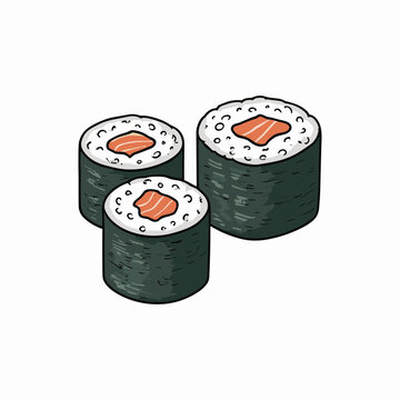 Traditional Japanese Maki Sushi Rolls Illustration