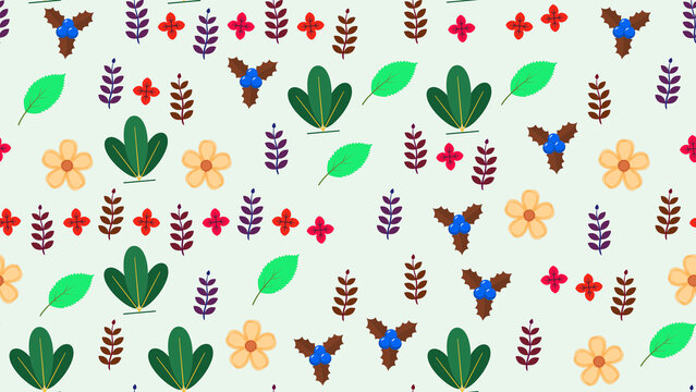 Seamless pattern of stylized botanical elements
