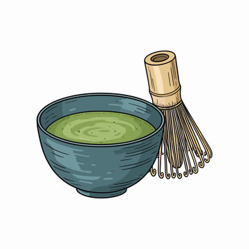 Traditional Japanese Matcha Green Tea And Whisk