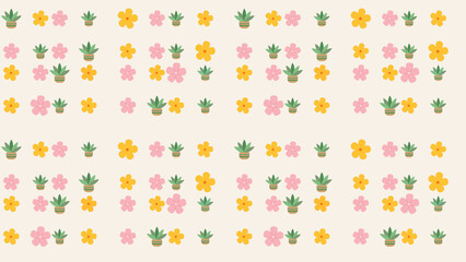 Stylized Floral and Potted Plant Pattern © kim