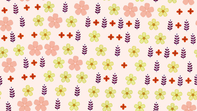 Stylized floral pattern with flowers and leaves