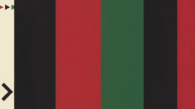 Pan-African Flag Vertical Stripes Pattern Background with Cultural Design Elements