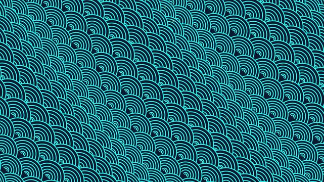 Abstract teal wave scale pattern seamless looping background