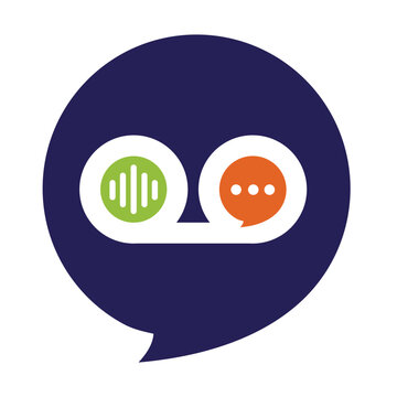 Voice mail with bubble talk or chat icon, and signal wave logo vector.
