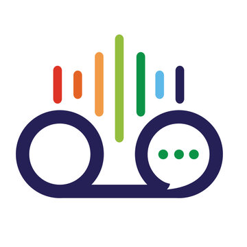 Voice mail with bubble talk or chat icon, and signal wave logo vector.