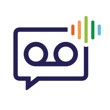 Voice mail with bubble talk or chat icon, and signal wave logo vector.