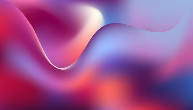 Abstract fluid gradient waves with flowing curves in purple, blue, pink, red, and soft lavender tones. Smooth blurred shapes create a vibrant modern background for digital design