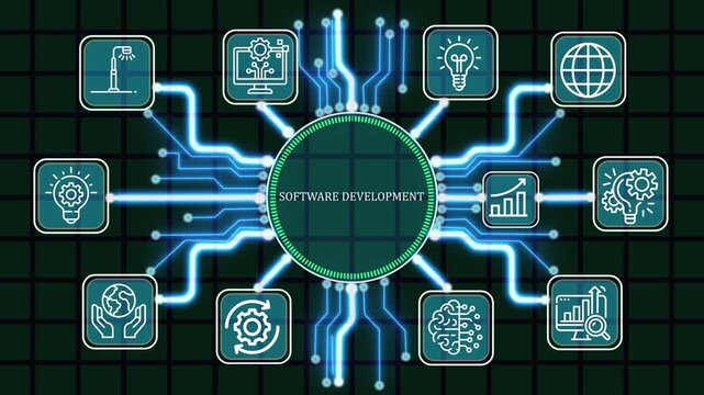 Agile Software Development Lifecycle and Modern Programming Infrastructure with Artificial Intelligence Code Automation for Enterprise Application Engineering Concept 4K video