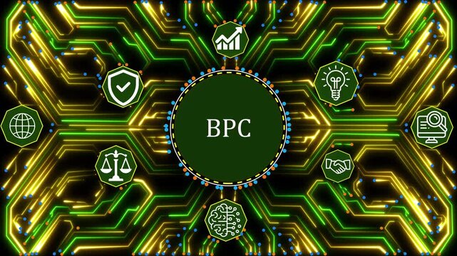 BPC Futuristic AI Technology with Advanced Data Analytics, Business Process, Machine Learning, Digital Transformation 4K Video
