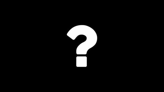 Animated question mark icon with smooth motion for confusion and inquiry concept on black background 4k