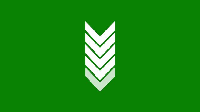 Animated downward arrow loop with moving highlights on green background for video overlays and motion graphics