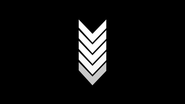 Downward arrow loop animation with sequential highlights on black background for motion graphics