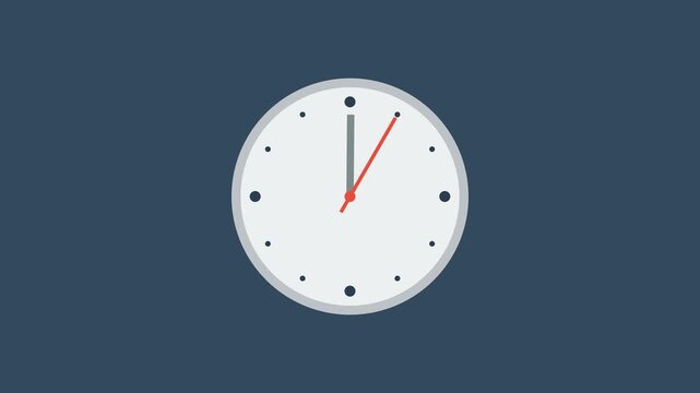 A flat vector clock face with precise time-based rotational hands.