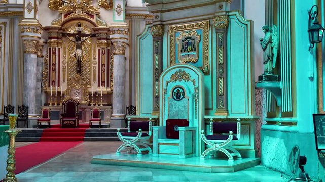 Bishop's throne and altar in cathedral, Dumaguete, Philippines