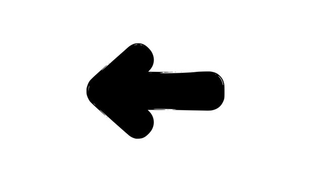 Hand drawn left arrow icon rustic brush stroke vector navigation symbol