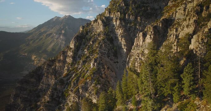 Majestic, Cinematic Sunset Glow On Autumn Rocky Mountain In Utah