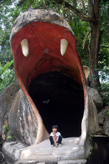 Hippopotamus-Shaped Cave Entrance Structure at Gembira Loka Zoo, Yogyakarta, Indonesia © Indra
