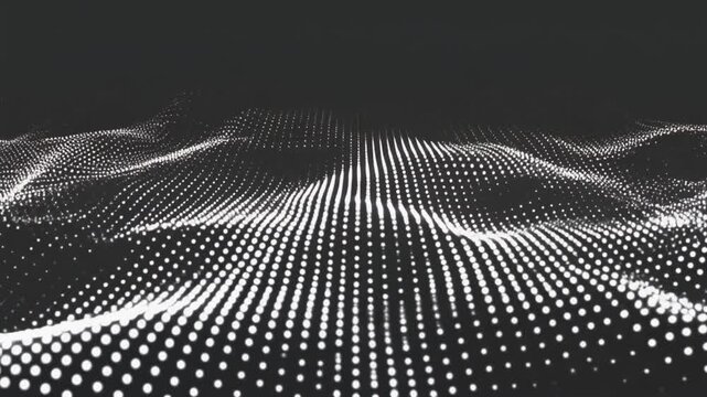 Animated silver halftone dots with subtle moire wave effect, seamless loop, ideal for corporate technology, digital innovation, and modern business presentation backgrounds.