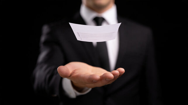 Businessman Holding Clipboard Showing Approved Checklist Icon 