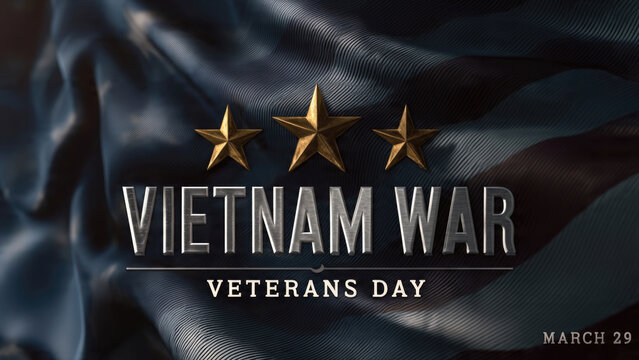 Vietnam War memorial stars and text on flowing fabric with Veterans Day message
