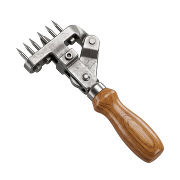 Vintage leather stitching punch tool on transparent background