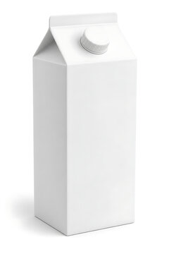 Minimalist 3D mockup of a blank white carton, ideal for packaging various products like moong dal, milk, or juice, ready for branding and design customization