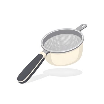 Handheld flour sifter strain mesh flat vector illustration baking sifter strainer isolated on white background