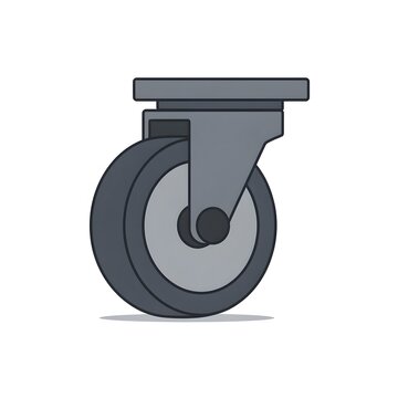 Furniture caster wheel flat vector illustration heavy duty swivel wheel trolley roller isolated on white background