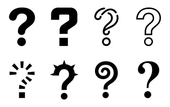 Set Of Black And White Question Mark Icons And Symbols