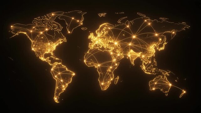 Light points connecting across a map