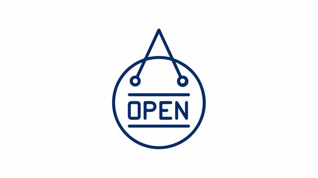 Open & close text on signboard. OPEN, close announce invitation on door, closed and open plate animation without background.
