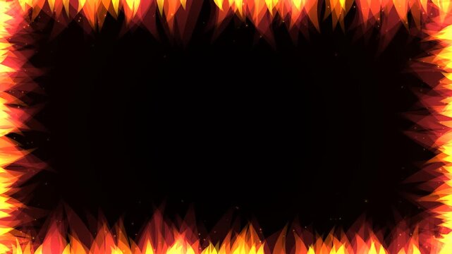 A dynamic procedural fire border frame using mathematical Bezier curves to simulate aggressive solar flares, plasma licks, and thermal embers shooting inward.