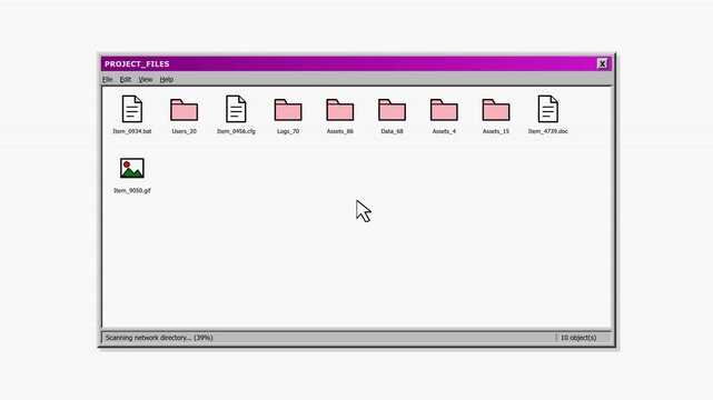 Retro Computer Operating System User Interface Folder Icon Animation