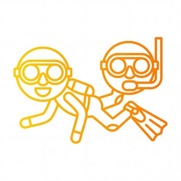 Smiley emoji vektor scuba divers swimming underwater with gear