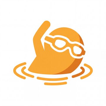 Smiley emoji vektor character swimming in water with goggles